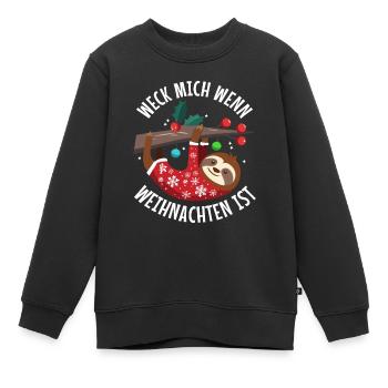Weck mich auf wenn es Weihnachten ist - Kinder Premium Organic Sweatshirt - Schwarz - Vorne - AI Model Kid Female (0cm)