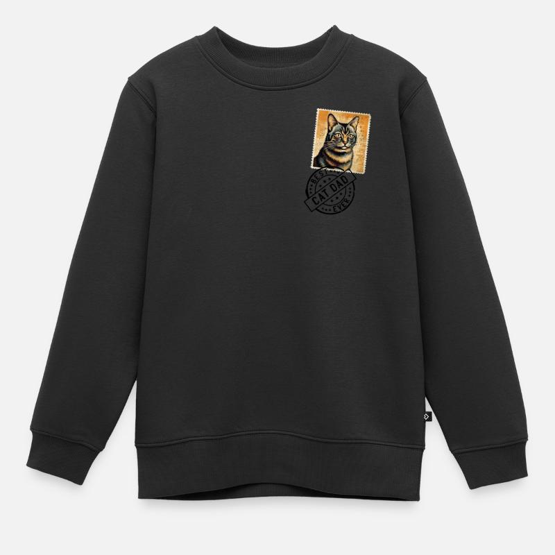 Chats, papa, chat, timbre de chat, papas de chat - Sweat Premium enfant bio - noir