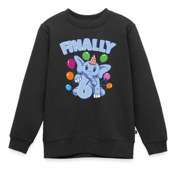 Éléphant mignon Je suis 6 Pachyderme Birthday Girl - Sweat Premium enfant bio - noir - Devant - AI Model Kid Female (0cm)