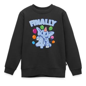 Éléphant mignon Je suis 4 Pachyderme Fille D’anniversaire - Sweat Premium enfant bio - noir - Devant - AI Model Kid Female (0cm)