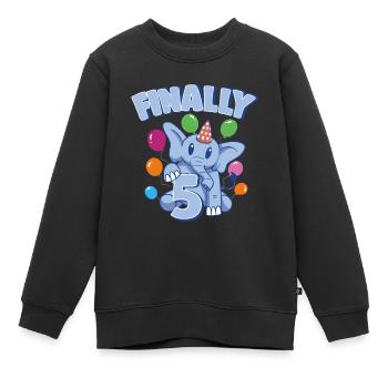 Éléphant mignon Je suis 5 Pachyderme Birthday Girl - Sweat Premium enfant bio - noir - Devant - AI Model Kid Female (0cm)