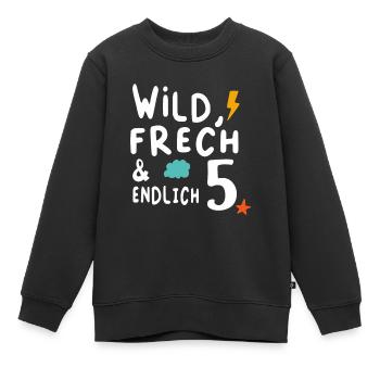 Kindergeburtstag T-Shirt Endlich Wild frech Feier - Kinder Premium Organic Sweatshirt - Schwarz - Vorne - AI Model Kid Female (0cm)