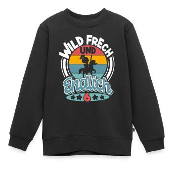 Kindergeburtstag T-Shirt Endlich Wild frech Feier - Kinder Premium Organic Sweatshirt - Schwarz - Vorne - AI Model Kid Female (0cm)