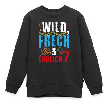 Kindergeburtstag T-Shirt Endlich Wild frech Feier - Kinder Premium Organic Sweatshirt - Schwarz - Vorne - AI Model Kid Female (0cm)
