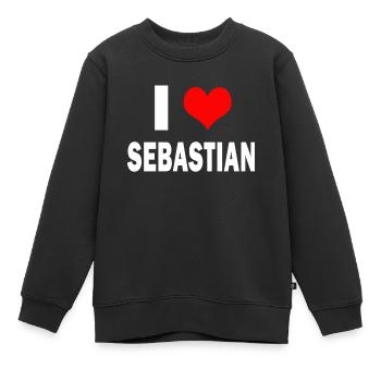 Mignon J’aime Coeur Sebastian Parents Femme Mari - Sweat Premium enfant bio - noir - Devant - AI Model Kid Female (0cm)