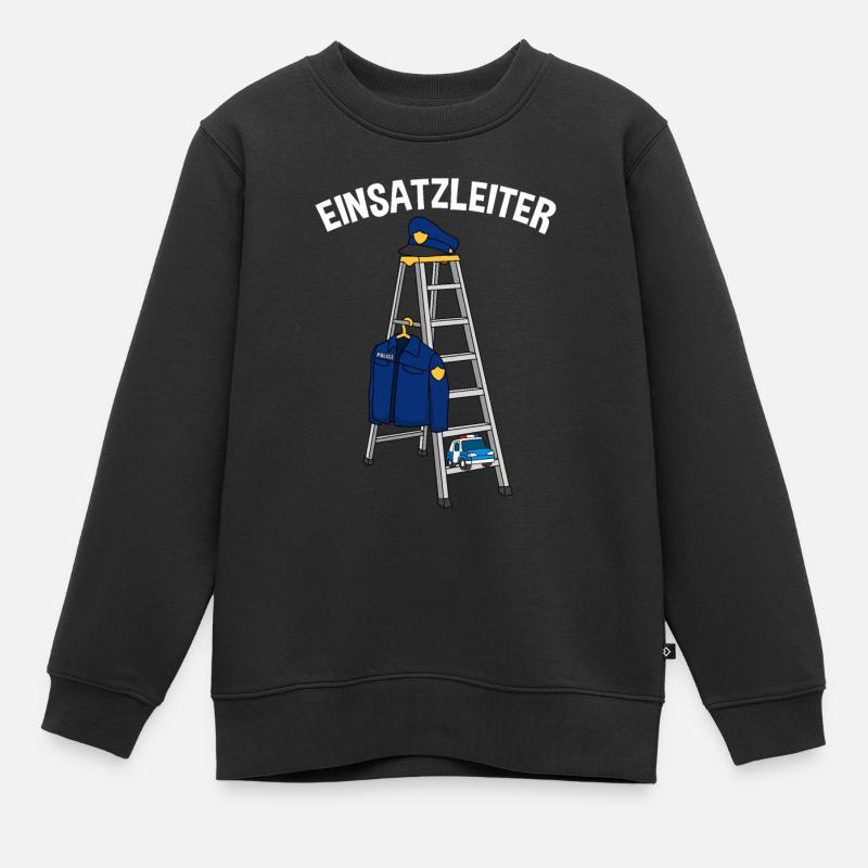 Polizist Polizei Polizeiauto Einsatzleiter - Kinder Premium Organic Sweatshirt - Schwarz