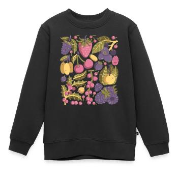 Beeren: Erdbeeren, Himbeeren, Blaubeeren, Kirschen - Kinder Premium Organic Sweatshirt - Schwarz - Vorne - AI Model Kid Female (0cm)