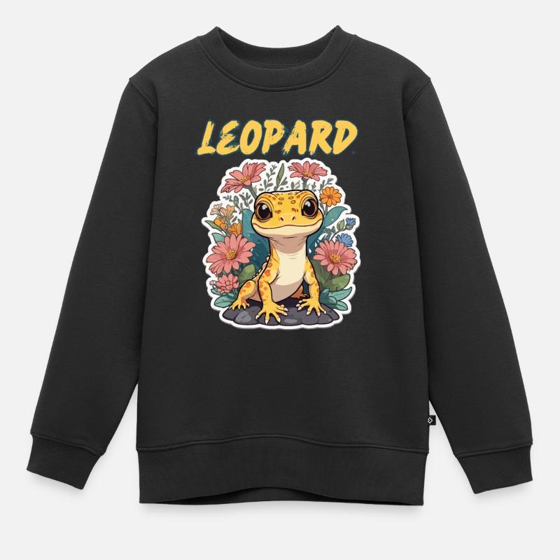 Leopard Lizard Gecko - Kids Premium Organic Sweatshirt - black