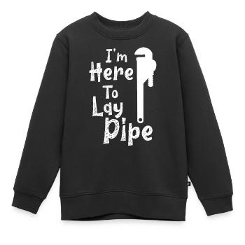 Je suis ici pour poser Pipe Plumber - Sweat Premium enfant bio - noir - Devant - AI Model Kid Female (0cm)
