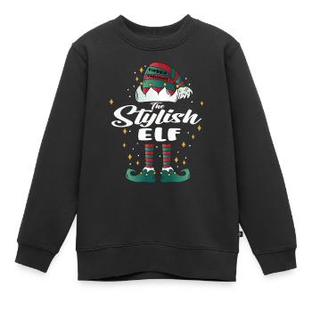 stylish Elf funny Family Christmas Weihnachten - Kinder Premium Organic Sweatshirt - Schwarz - Vorne - AI Model Kid Female (0cm)