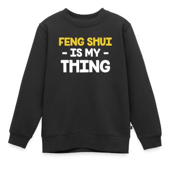 Le Feng Shui, c’est mon truc Bagua asiatique - Sweat Premium enfant bio - noir - Devant - AI Model Kid Female (0cm)