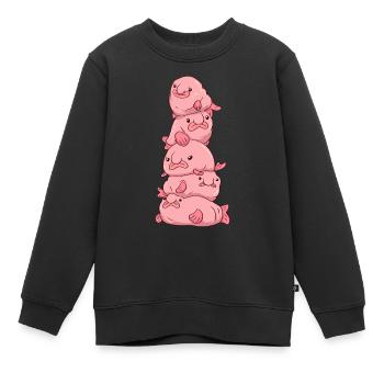 Kawaii Blobfisch Blob Haufen - Kinder Premium Organic Sweatshirt - Schwarz - Vorne - AI Model Kid Female (0cm)