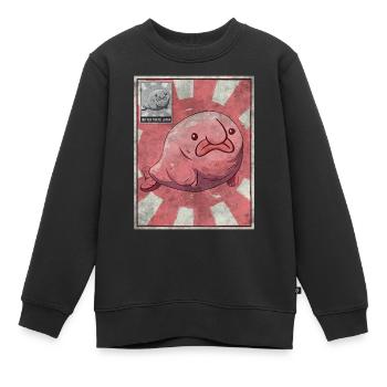 Kawaii Blobfish Affiche Japonaise - Sweat Premium enfant bio - noir - Devant - AI Model Kid Female (0cm)