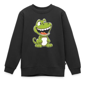 Dinosaure souriant - Sweat Premium enfant bio - noir - Devant - AI Model Kid Female (0cm)