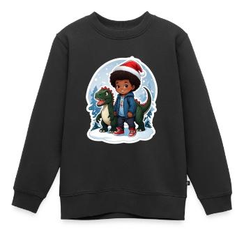 Dino Weihnachten Geschenkidee Kind und Kleinkind - Kinder Premium Organic Sweatshirt - Schwarz - Vorne - AI Model Kid Female (0cm)