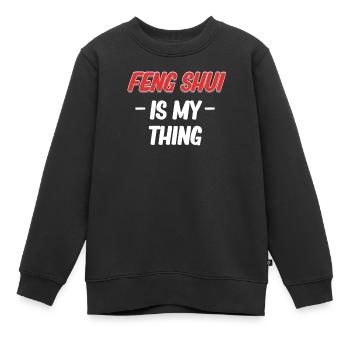 Le Feng Shui, c’est mon truc Bagua asiatique - Sweat Premium enfant bio - noir - Devant - AI Model Kid Female (0cm)