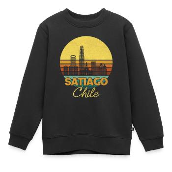 Santiago du Chili Retro City Breaks Chiliens Vintage - Sweat Premium enfant bio - noir - Devant - AI Model Kid Female (0cm)