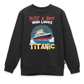 Les Titanic Ship Boys qui adorent le RMS Titanic - Sweat Premium enfant bio - noir - Devant - AI Model Kid Female (0cm)