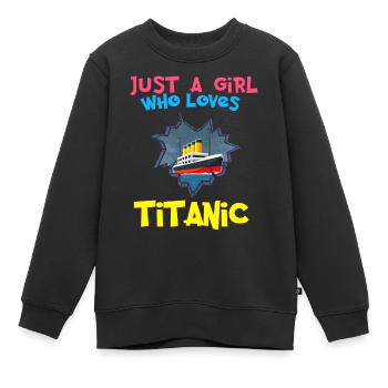 Titanic Ship, cette fille aime le RMS Titanic - Sweat Premium enfant bio - noir - Devant - AI Model Kid Female (0cm)