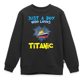 Titanic, ce garçon aime le RMS Titanic - Sweat Premium enfant bio - noir - Devant - AI Model Kid Female (0cm)