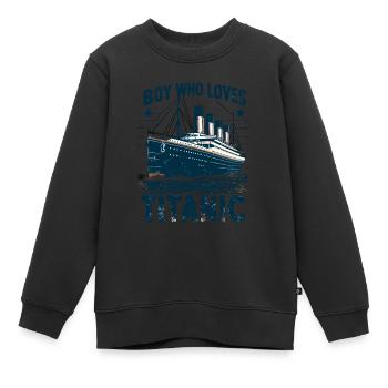 Les Titanic Ship Boys qui adorent le RMS Titanic - Sweat Premium enfant bio - noir - Devant - AI Model Kid Female (0cm)