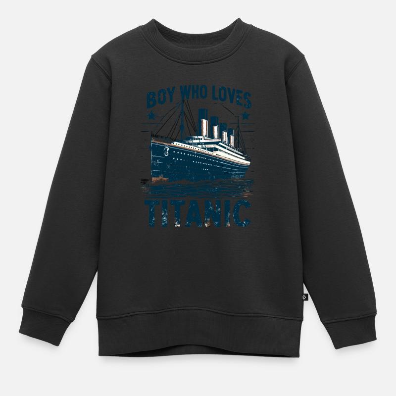 Titanic Ship Boys som bara älskar RMS Titanic - Sweatshirt Premium barn ekologisk - svart