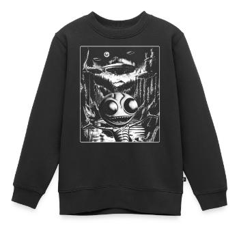 Invasion Meme Retro Alien UFO Selfie - Kinder Premium Organic Sweatshirt - Schwarz - Vorne - AI Model Kid Female (0cm)