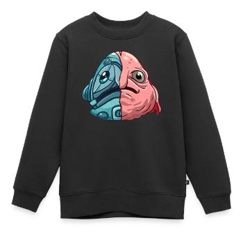 Kawaii Blobfish Cyber Robot - Sweat Premium enfant bio - noir - Devant - AI Model Kid Female (0cm)