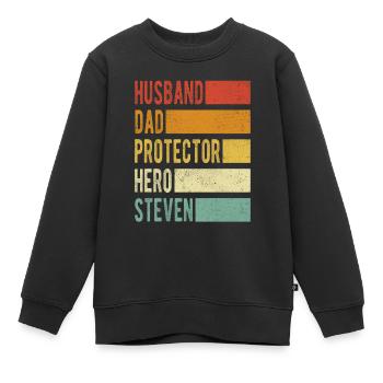 Steven Name Papa Geschenk - Kinder Premium Organic Sweatshirt - Schwarz - Vorne - AI Model Kid Female (0cm)