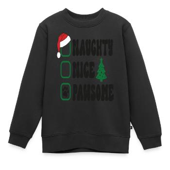 Naughty Nice Pawsome - Kinder Premium Organic Sweatshirt - Schwarz - Vorne - AI Model Kid Female (0cm)
