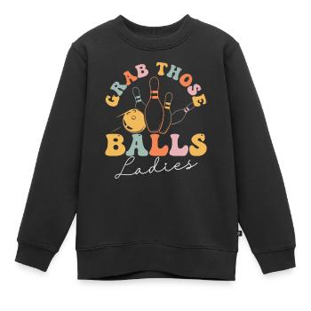Boules de bowling groovy - Sweat Premium enfant bio - noir - Devant - AI Model Kid Female (0cm)