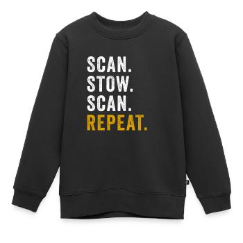 Scan Stow Scan Repeat Cool Flex Driver Humor Wortspiel - Kinder Premium Organic Sweatshirt - Schwarz - Vorne - AI Model Kid Female (0cm)
