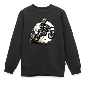 Motocross Moto Motocross Pilote Motocross Motocross - Sweat Premium enfant bio - noir - Devant - AI Model Kid Female (0cm)