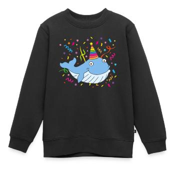 Carnaval, Carnaval, Confettis, Casquette De Fou, Lundi Gras - Sweat Premium enfant bio - noir - Devant - AI Model Kid Female (0cm)