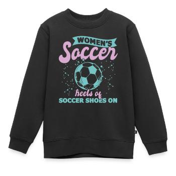 Soccer féminin, Football féminin, Football féminin - Sweat Premium enfant bio - noir - Devant - AI Model Kid Female (0cm)