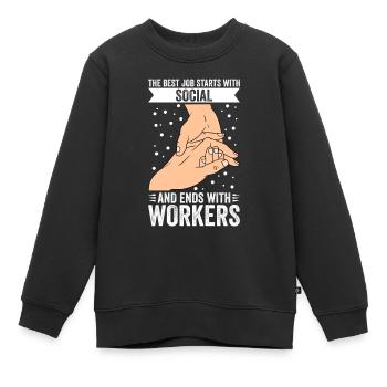 Travailleur social Travailleur de rue Travailleur de rue - Sweat Premium enfant bio - noir - Devant - AI Model Kid Female (0cm)