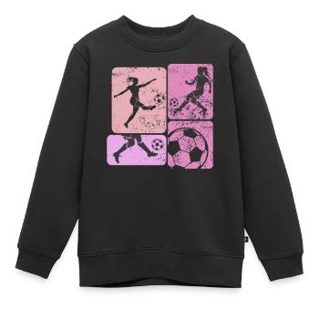 Soccer féminin, Football féminin, Football féminin - Sweat Premium enfant bio - noir - Devant - AI Model Kid Female (0cm)