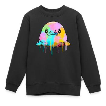 Kawaii Blobfish Dripping Paint - Kids Premium Organic Sweatshirt - black - Front - AI Model Kid Female (0cm)