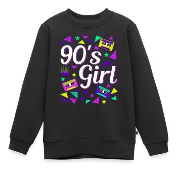 Retro 90er Girl Power Stil Popkultur - Kinder Premium Organic Sweatshirt - Schwarz - Vorne - AI Model Kid Female (0cm)
