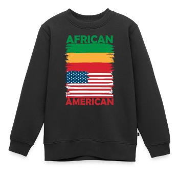 Afro-Amerikanischer Stolz Flaggenfusion - Kinder Premium Organic Sweatshirt - Schwarz - Vorne - AI Model Kid Female (0cm)