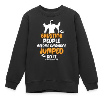 Unsozialer Anti-Halloween-Protest Skeptiker Introvertiert - Kinder Premium Organic Sweatshirt - Schwarz - Vorne - AI Model Kid Female (0cm)