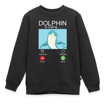 Dolphin Phone Display Dolphin Is - Kinder Premium Organic Sweatshirt - Schwarz - Vorne - AI Model Kid Female (0cm)