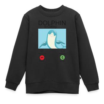Dolphin Phone Display Dolphin Is - Kinder Premium Organic Sweatshirt - Schwarz - Vorne - AI Model Kid Female (0cm)