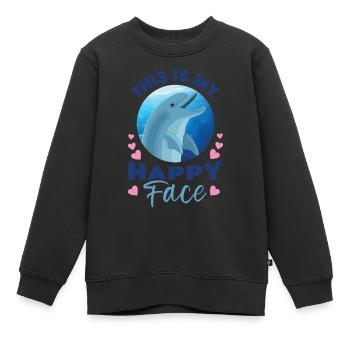 Dauphin C’est mon visage heureux - Sweat Premium enfant bio - noir - Devant - AI Model Kid Female (0cm)