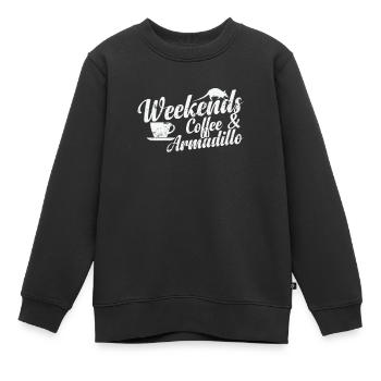 Week-ends Café et Armadillo Mammifère - Sweat Premium enfant bio - noir - Devant - AI Model Kid Female (0cm)