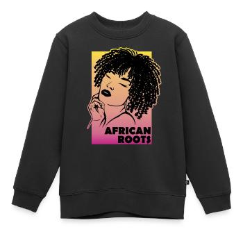 African Roots Stilvolles Erbe - Kinder Premium Organic Sweatshirt - Schwarz - Vorne - AI Model Kid Female (0cm)