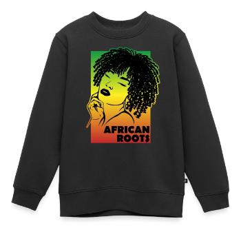 Kulturelles Erbe African Roots - Kinder Premium Organic Sweatshirt - Schwarz - Vorne - AI Model Kid Female (0cm)