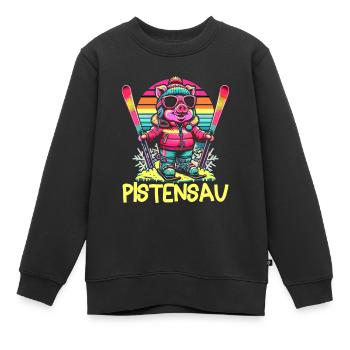 Pistensau - Perfekt für Skifahrer und Après-Ski - Kinder Premium Organic Sweatshirt - Schwarz - Vorne - AI Model Kid Female (0cm)