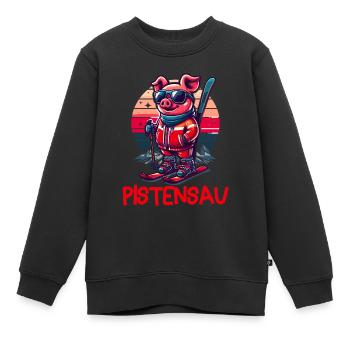 Pistensau - Perfekt für Skifahrer und Après-Ski - Kinder Premium Organic Sweatshirt - Schwarz - Vorne - AI Model Kid Female (0cm)