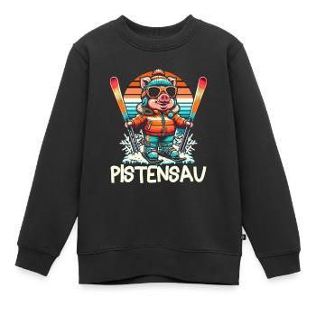 Pistensau - Perfekt für Skifahrer und Après-Ski - Kinder Premium Organic Sweatshirt - Schwarz - Vorne - AI Model Kid Female (0cm)